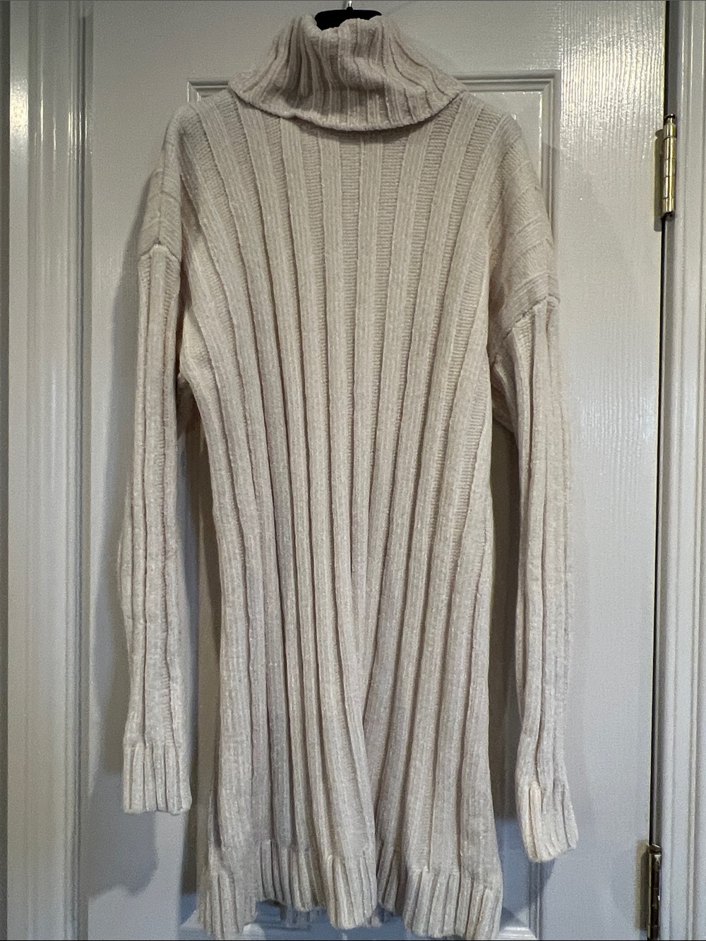BCBG Generation Soft Ribbed Turtleneck Sweater Dress - Cream